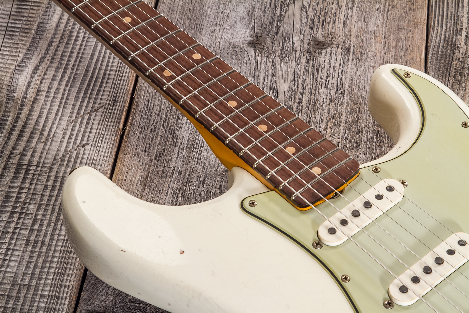 Fender Custom Shop Strat 1962/63 3s Trem Rw - Journeyman Relic Olympic White - Guitarra eléctrica con forma de str. - Variation 4