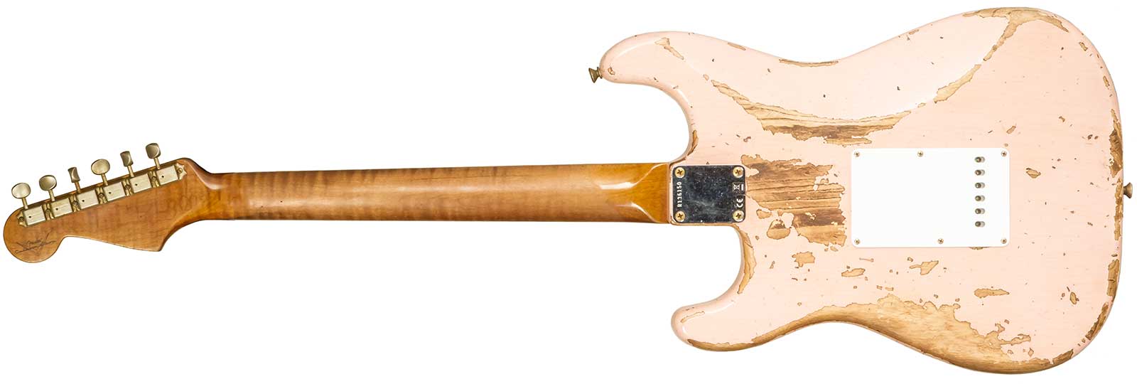 Fender Custom Shop Strat 1963 3s Trem Rw #r136150 - Super Heavy Relic Shell Pink - Guitarra eléctrica con forma de str. - Variation 2