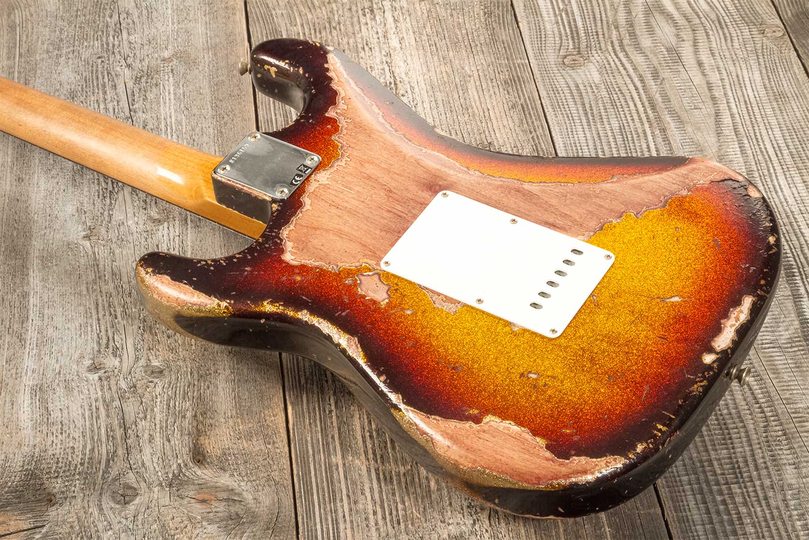 Fender Custom Shop Strat 1963 3s Trem Rw #r136169 - Super Heavy Relic Sparkle 3-color Sunburst - Guitarra eléctrica con forma de str. - Variation 6