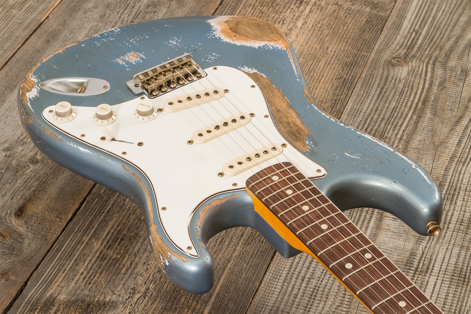 Fender Custom Shop Strat 1963 3s Trem Rw #r139911 - Relic Lake Placid Blue - Guitarra eléctrica con forma de str. - Variation 2