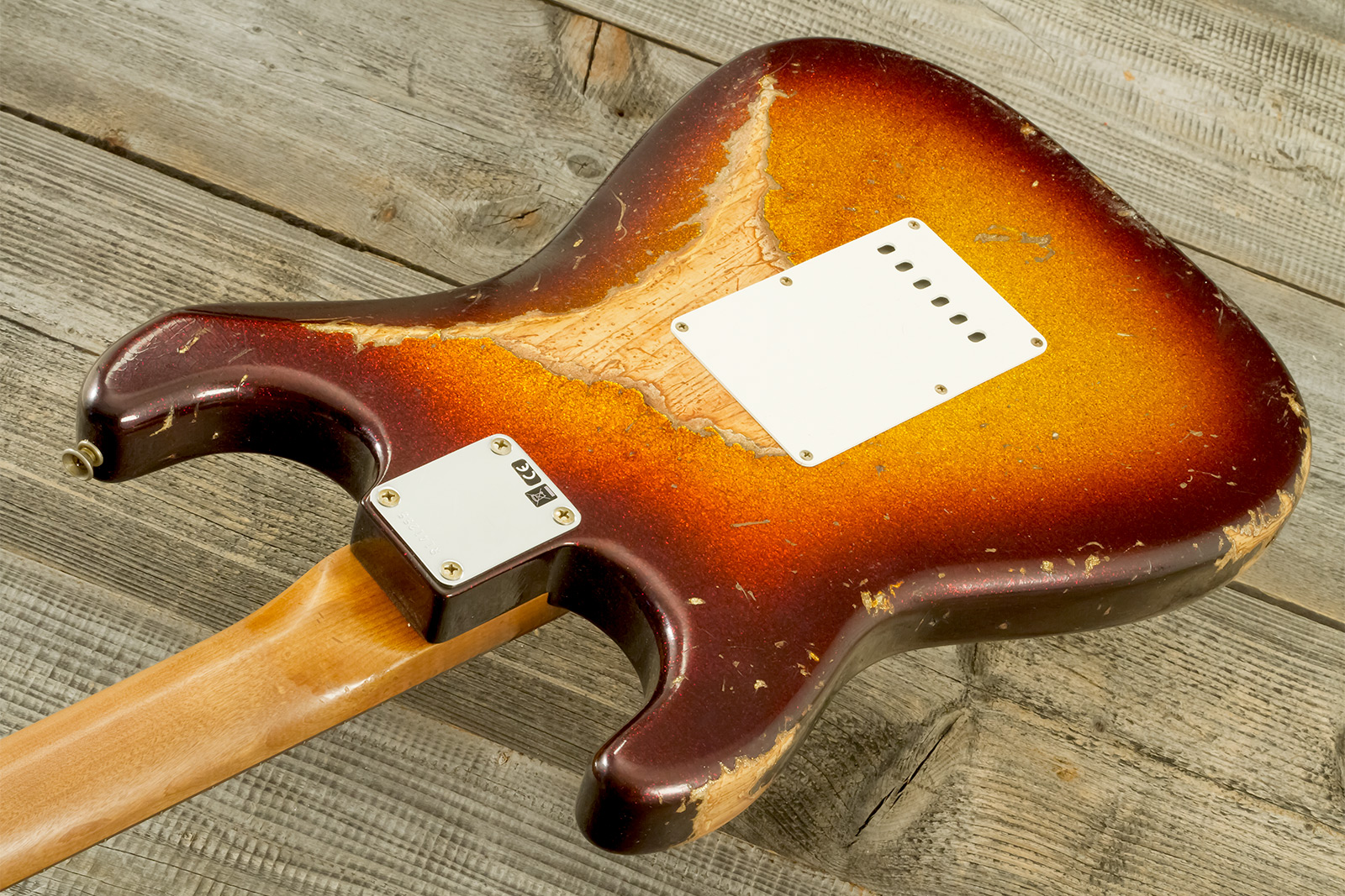 Fender Custom Shop Strat 1963 3s Trem Rw #r141255 - Super Heavy Relic Sparkle 3-color Sunburst - Guitarra eléctrica con forma de str. - Variation 9