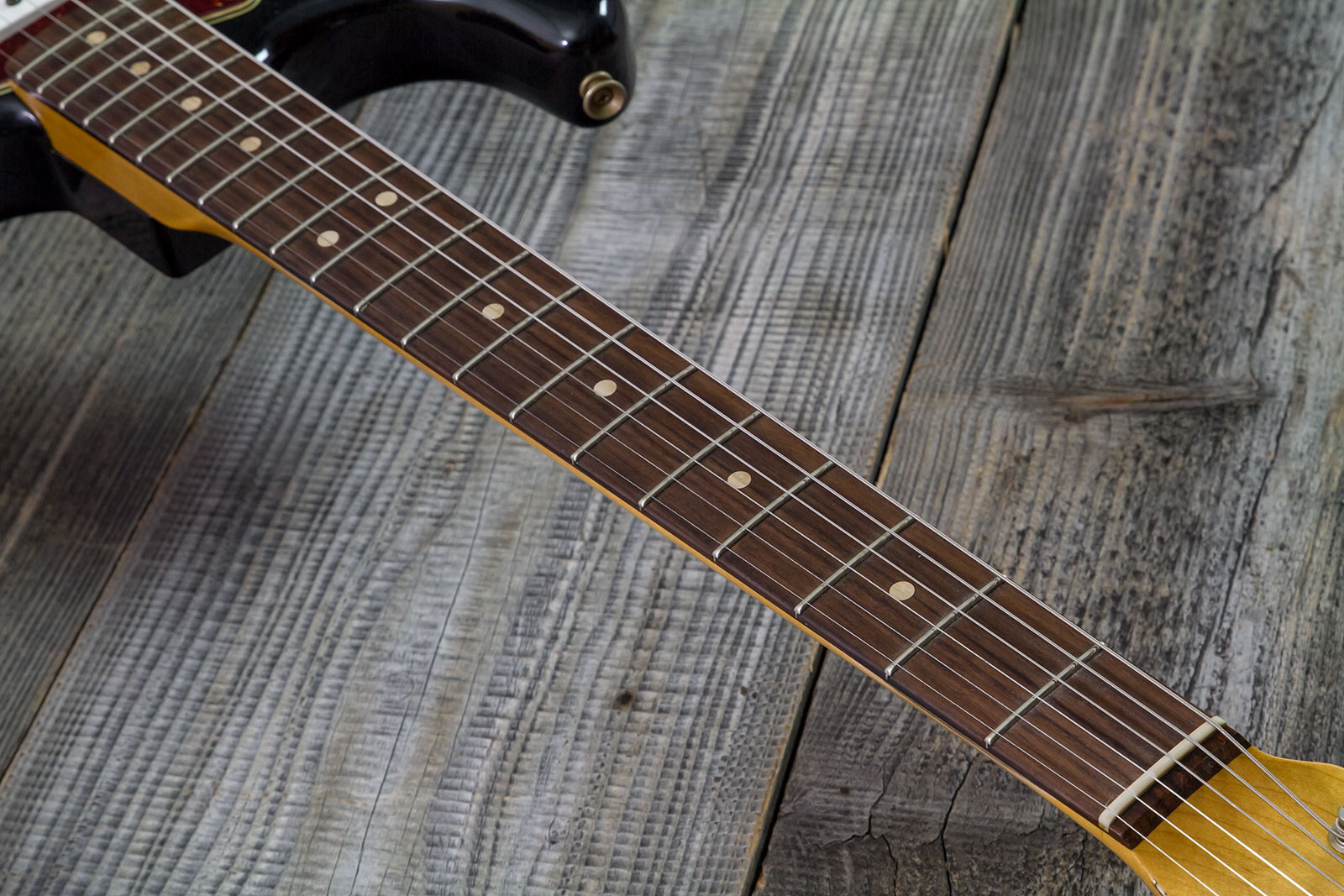 Fender Custom Shop Strat 1963 3s Trem Rw #r143861 - Relic Black O. Hle Gold - Guitarra eléctrica con forma de str. - Variation 6