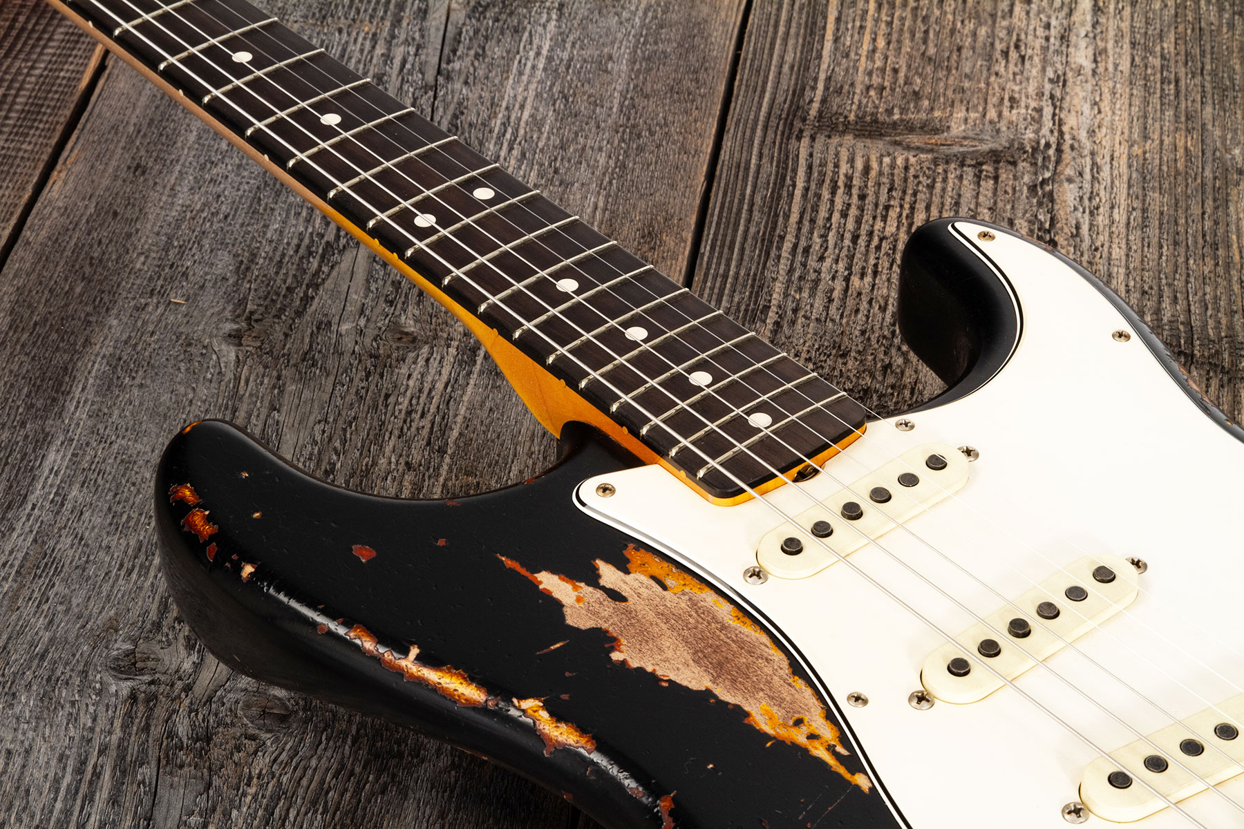 Fender Custom Shop Strat 1963 Masterbuilt K.mcmillin 3s Trem Rw #r127357 - Heavy Relic Black Ov. 3-color Sunburst - Guitarra eléctrica con forma de st