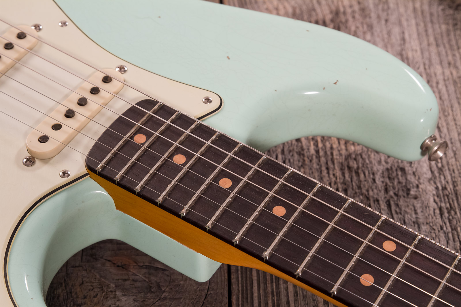 Fender Custom Shop Strat 1964 3s Trem Rw #cz570381 - Journeyman Relic Aged Surf Green - Guitarra eléctrica con forma de str. - Variation 3