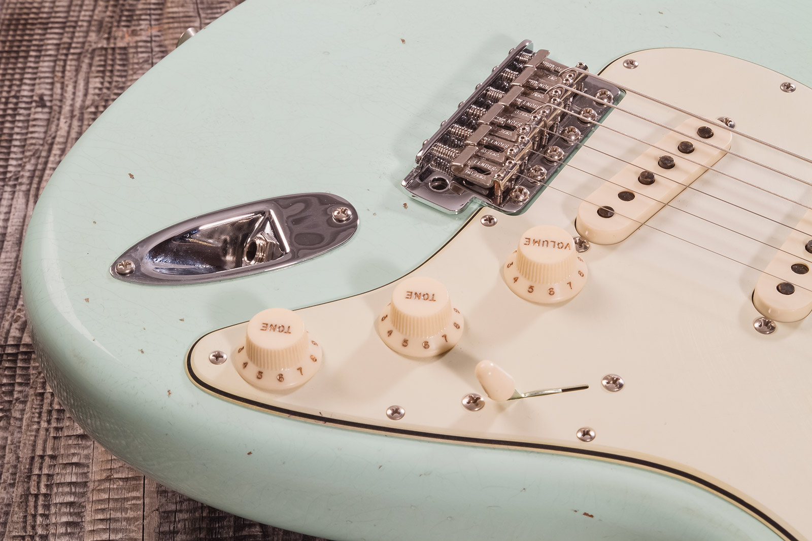 Fender Custom Shop Strat 1964 3s Trem Rw #cz570381 - Journeyman Relic Aged Surf Green - Guitarra eléctrica con forma de str. - Variation 4