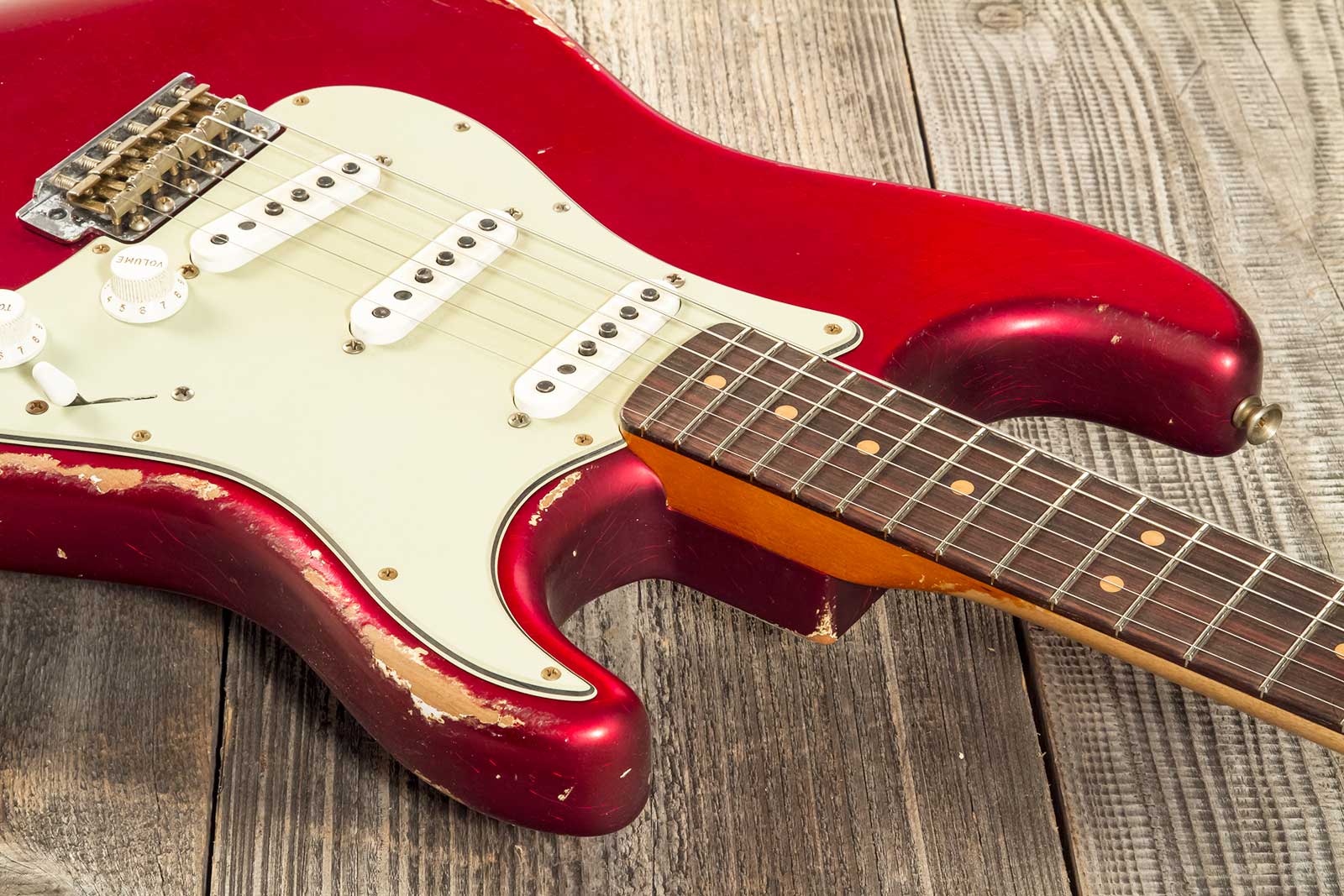 Fender Custom Shop Strat 1964 Masterbuilt P.waller 3s Trem Rw #r129130 - Heavy Relic Candy Apple Red - Guitarra eléctrica con forma de str. - Variatio