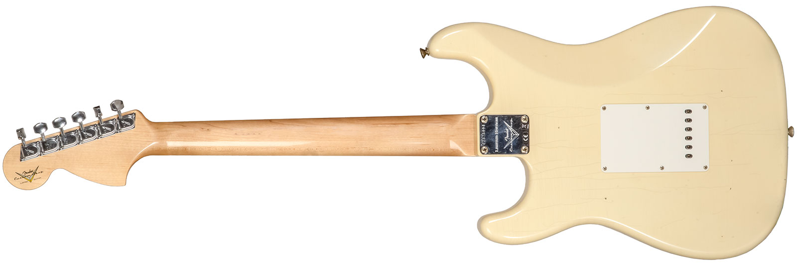 Fender Custom Shop Strat 1969 3s Trem Mn #cz576216 - Journeyman Relic Aged Vintage White - Guitarra eléctrica con forma de str. - Variation 1