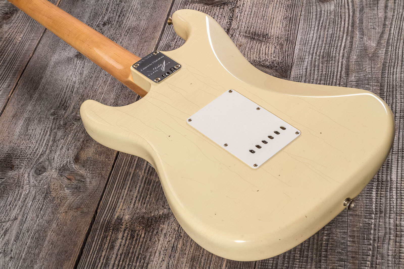 Fender Custom Shop Strat 1969 3s Trem Mn #cz576216 - Journeyman Relic Aged Vintage White - Guitarra eléctrica con forma de str. - Variation 5