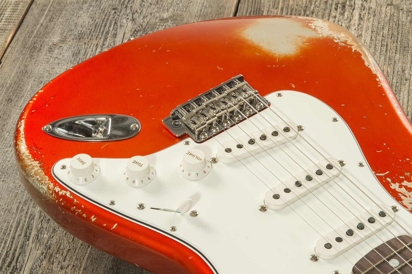 Fender Custom Shop Strat 1969 3s Trem Rw #r132166 - Heavy Relic Candy Tangerine - Guitarra eléctrica con forma de str. - Variation 3