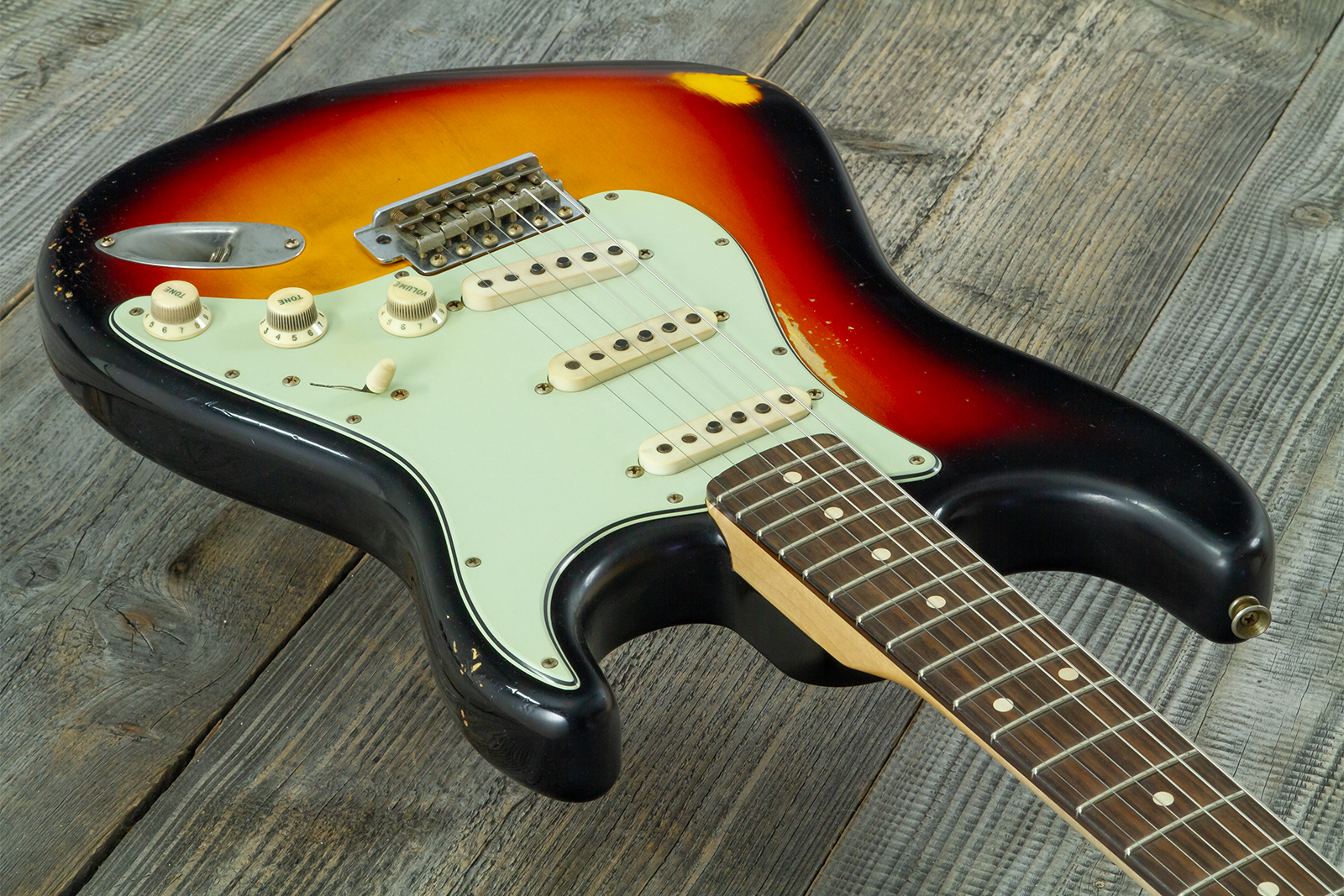 Fender Custom Shop Strat 60s Mb A.hicks 3s Trem Rw #4681 #ah0416 - Relic 3-color Sunburst - Guitarra eléctrica con forma de str. - Variation 2