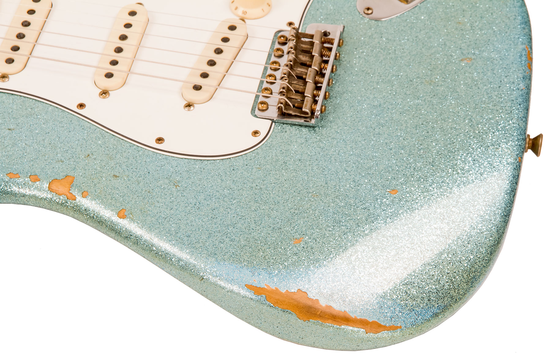 Fender Custom Shop Strat 1965 Ltd Usa Rw #cz548544 - Relic Daphne Blue Sparkle - Guitarra eléctrica con forma de str. - Variation 4