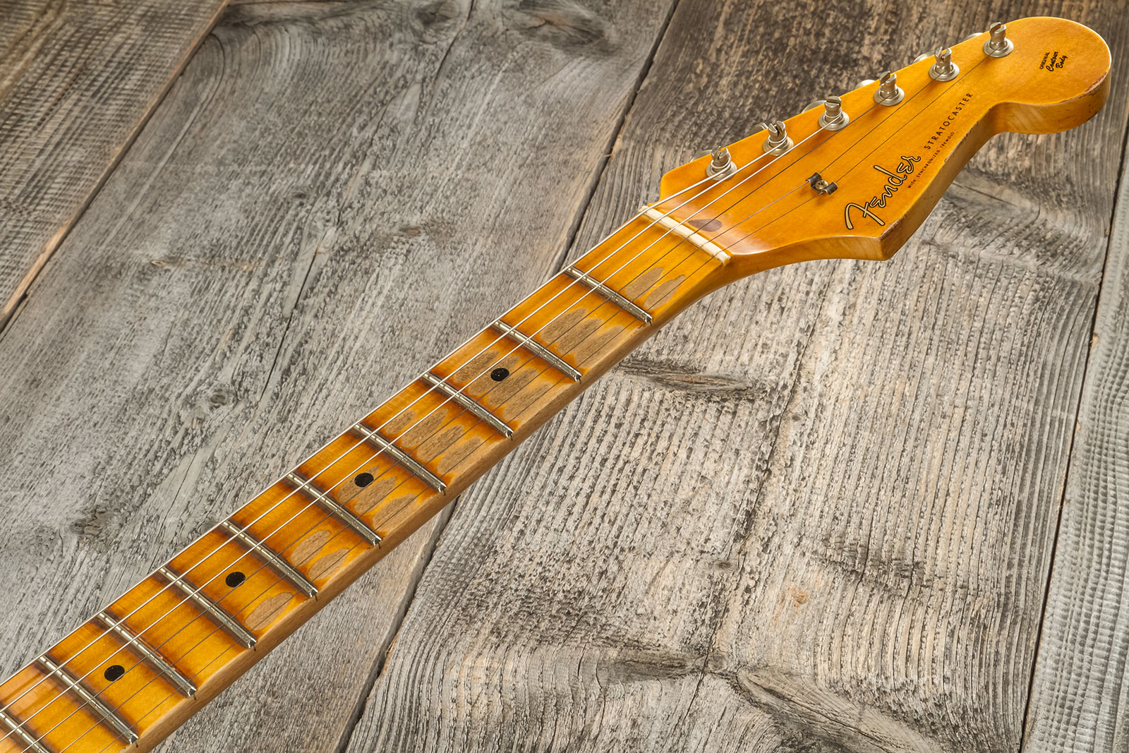 Fender Custom Shop Strat Fat 50's 3s Trem Mn #cz570495 - Relic India Ivory - Guitarra eléctrica con forma de str. - Variation 7