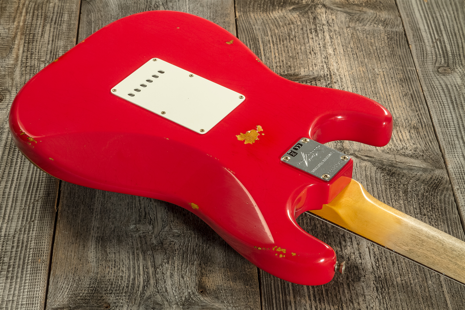Fender Custom Shop Strat Late 1964 3s Trem Rw #cz568395 - Relic Aged Fiesta Red - Guitarra eléctrica con forma de str. - Variation 6