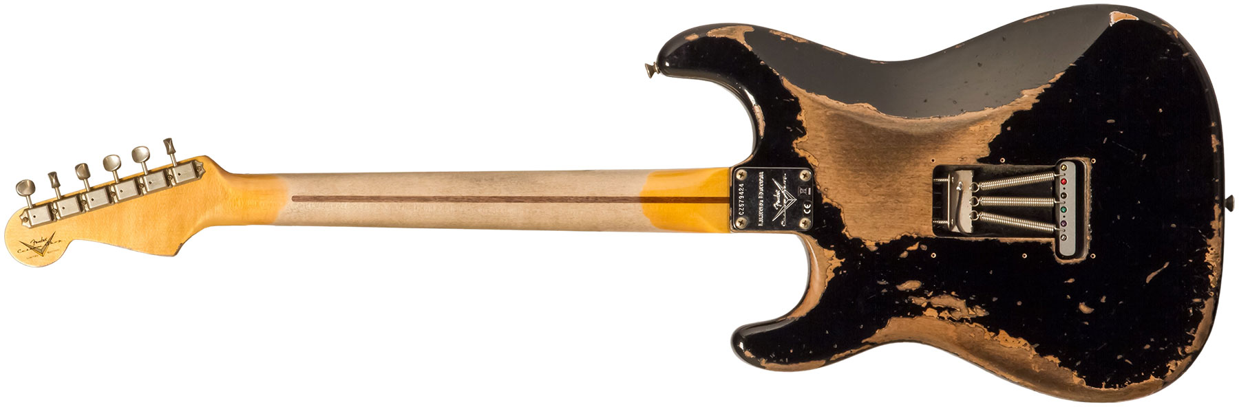 Fender Custom Shop Strat Poblano 3s Trem Mn #cz579424 - Super Heavy Relic Black - Guitarra eléctrica con forma de str. - Variation 2