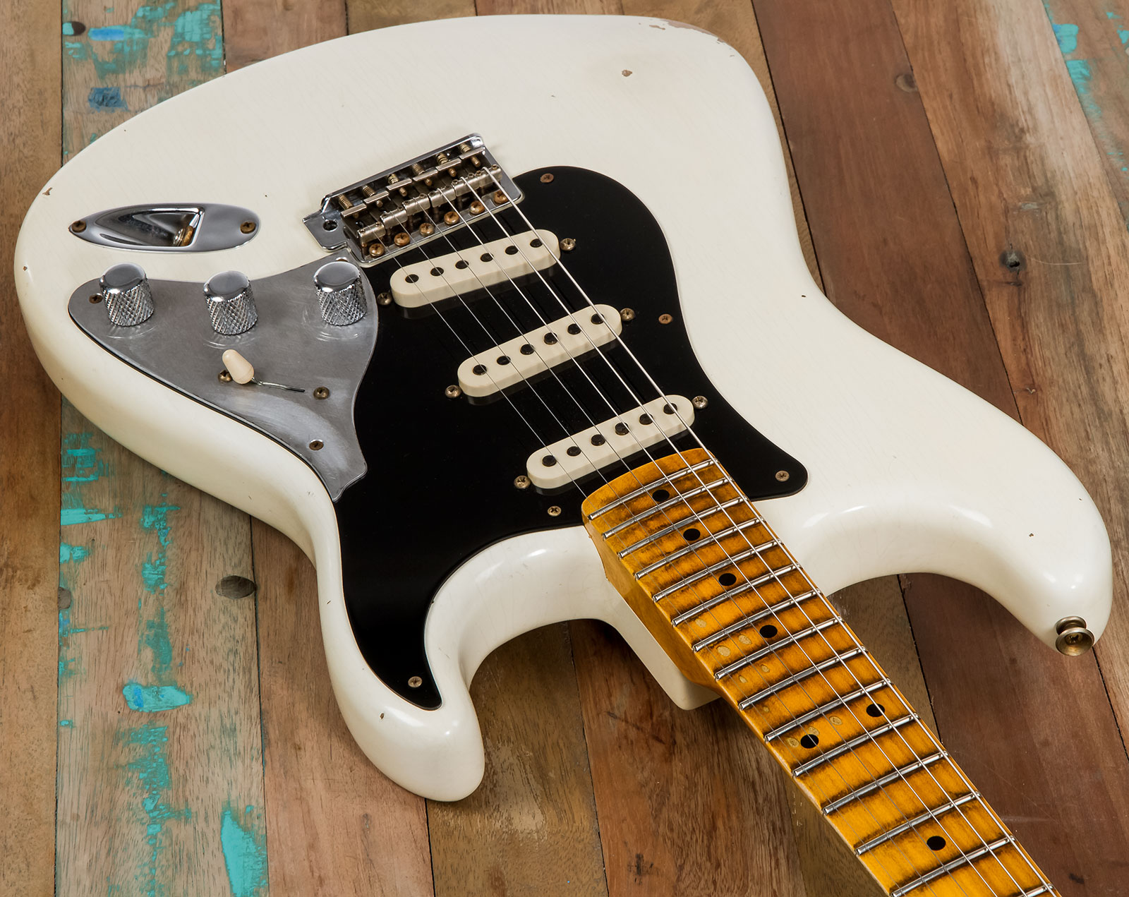 Fender Custom Shop Strat Poblano Ii 3s Trem Mn #cz555378 - Relic Olympic White - Guitarra eléctrica con forma de str. - Variation 2