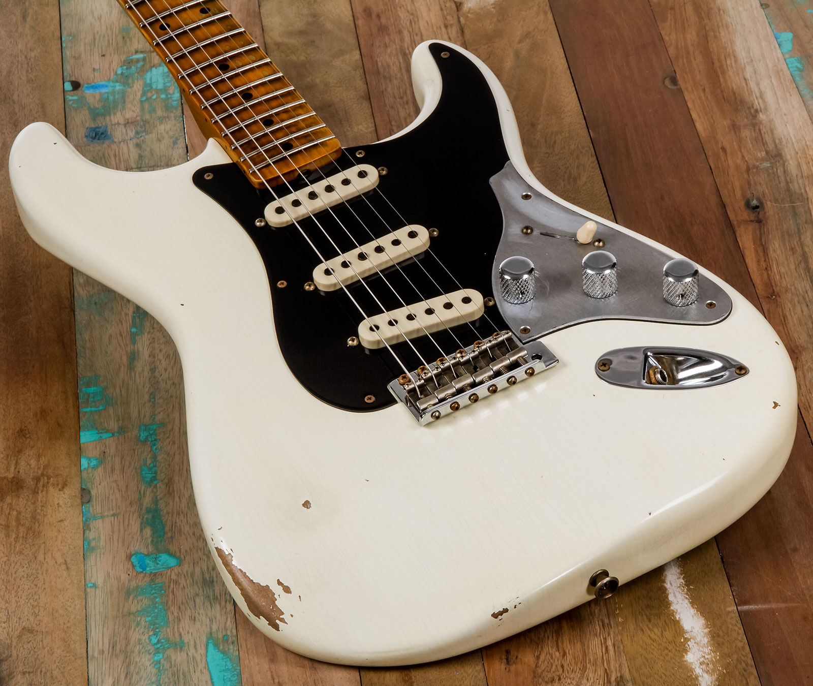 Fender Custom Shop Strat Poblano Ii 3s Trem Mn #cz555378 - Relic Olympic White - Guitarra eléctrica con forma de str. - Variation 3