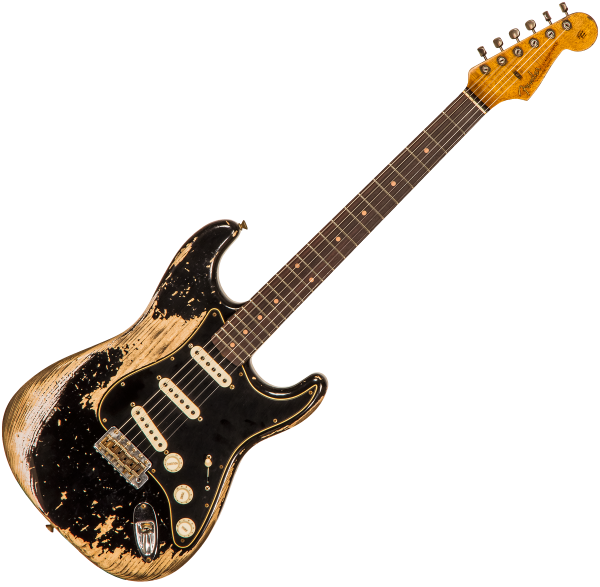 Guitarra eléctrica de cuerpo sólido Fender Custom Shop Poblano Stratocaster #CZ558975 - Super heavy relic black
