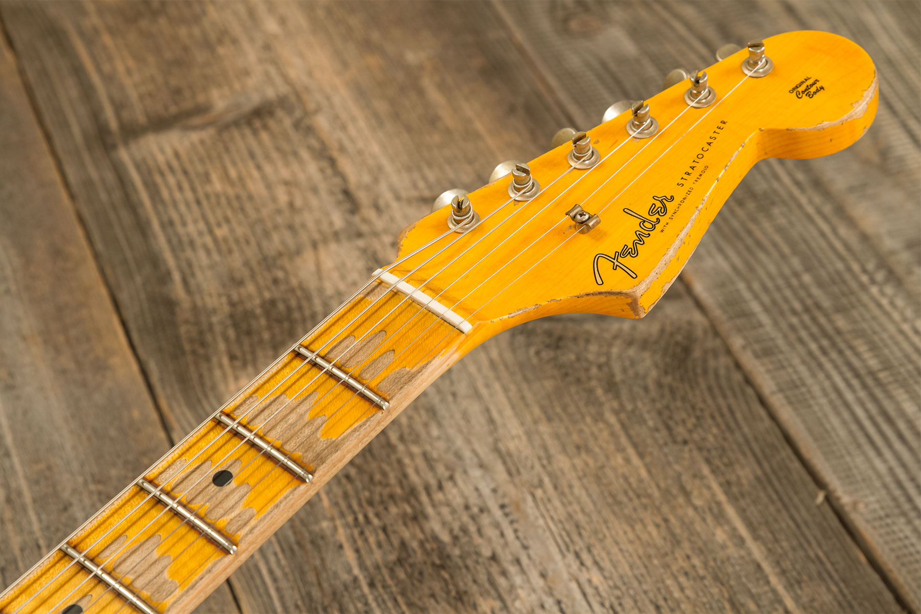Fender Custom Shop Strat Red Hot 3s Trem Mn #cz579453 - Super Heavy Relic White Blonde - Guitarra eléctrica con forma de str. - Variation 9
