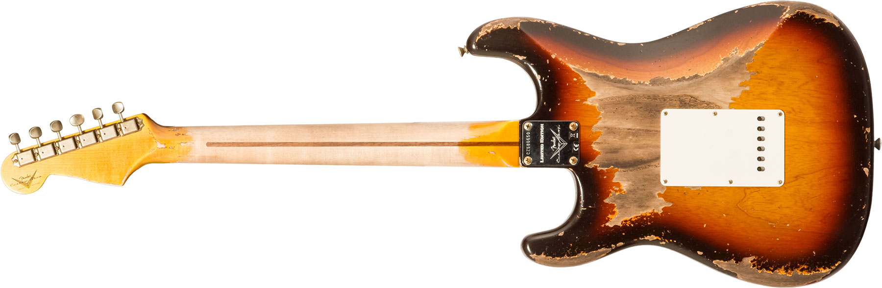Fender Custom Shop Strat Red Hot 3s Trem Mn #cz580650 - Super Heavy Relic Chocolate 3-color Sunburst - Guitarra eléctrica con forma de str. - Variatio