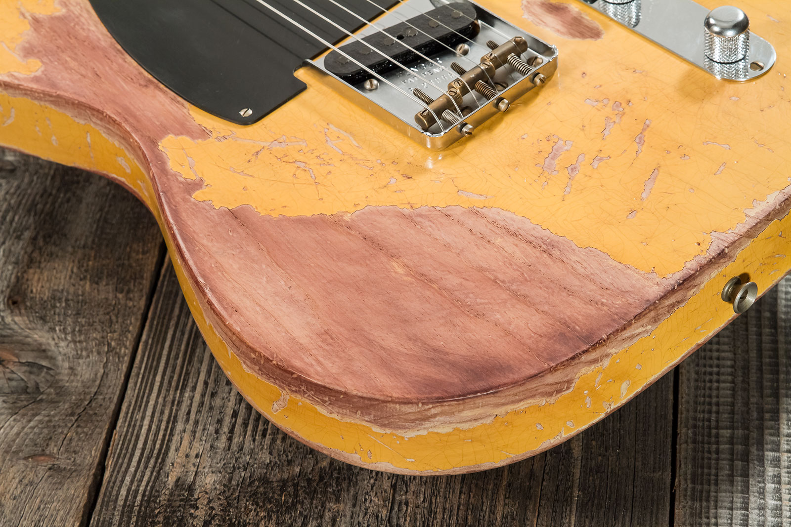 Fender Custom Shop Tele 1952 2s Ht Mn #128066 - Super Heavy Relic Nocaster Blonde - Guitarra eléctrica con forma de tel - Variation 5