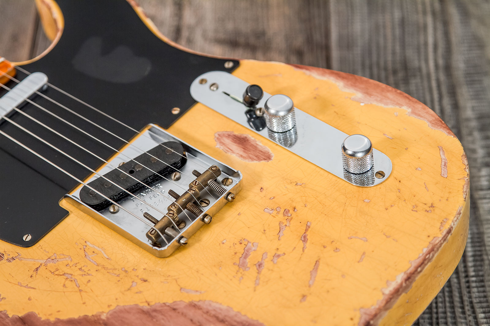 Fender Custom Shop Tele 1952 2s Ht Mn #128066 - Super Heavy Relic Nocaster Blonde - Guitarra eléctrica con forma de tel - Variation 6