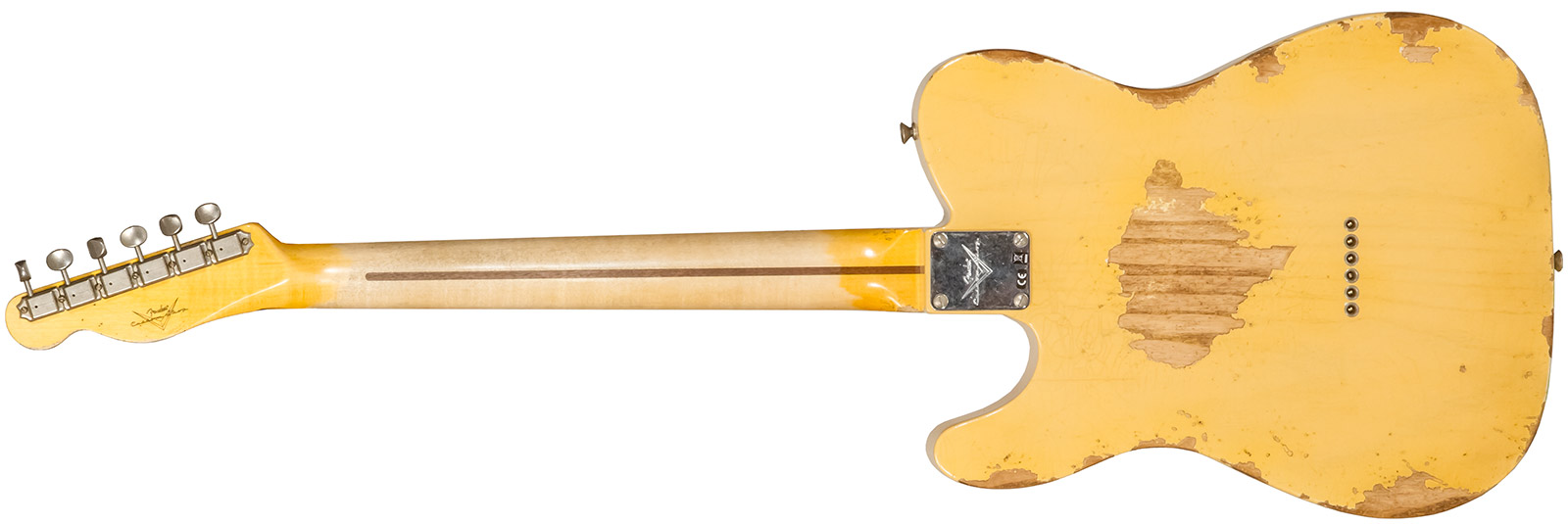 Fender Custom Shop Tele 1952 2s Ht Mn #r131281 - Heavy Relic Aged Nocaster Blonde - Guitarra eléctrica con forma de tel - Variation 1