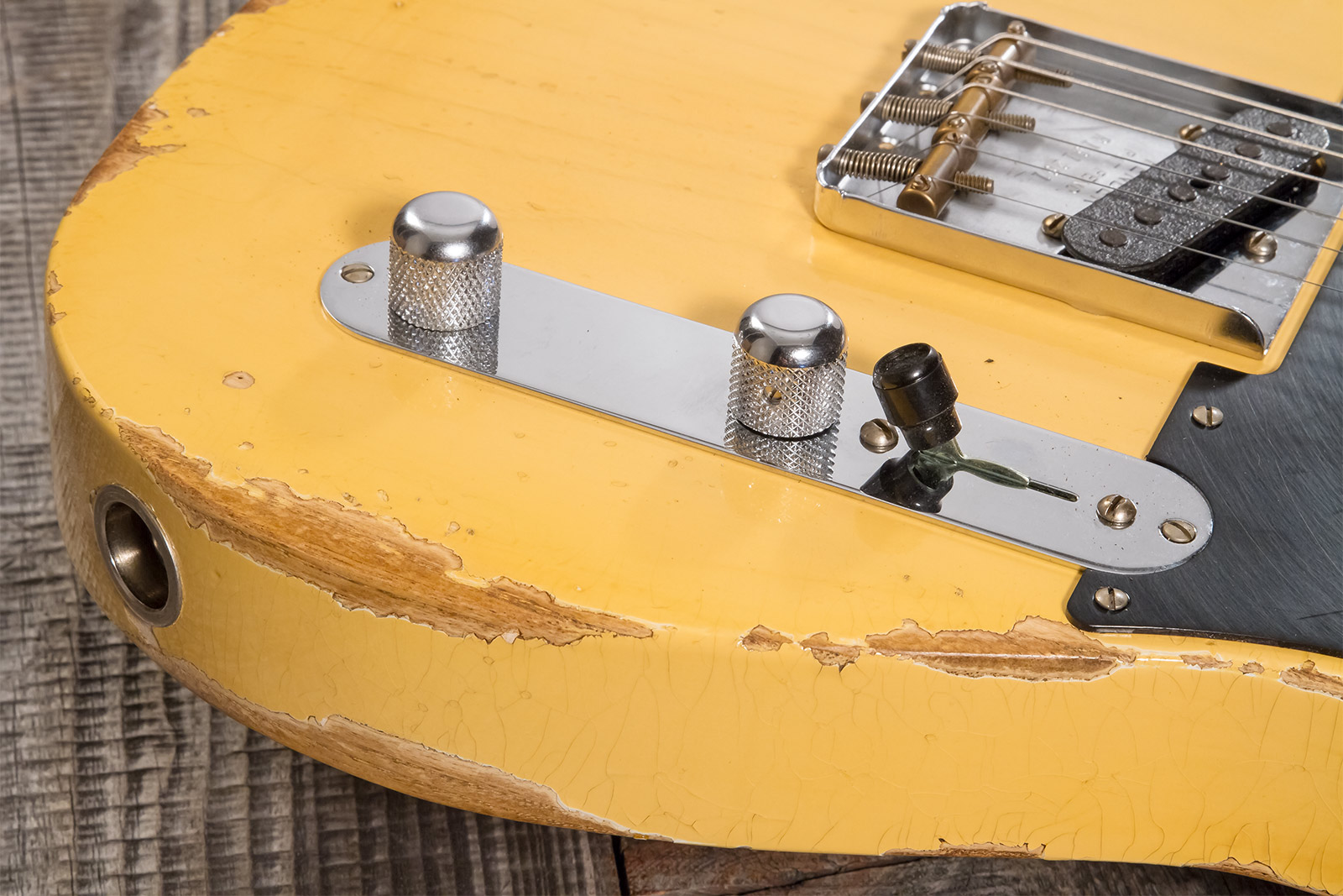 Fender Custom Shop Tele 1952 2s Ht Mn #r131281 - Heavy Relic Aged Nocaster Blonde - Guitarra eléctrica con forma de tel - Variation 3