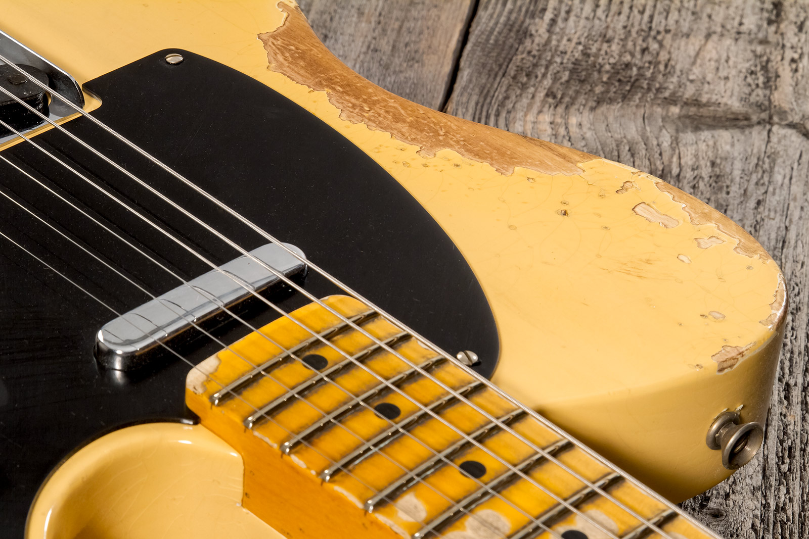 Fender Custom Shop Tele 1952 2s Ht Mn #r131281 - Heavy Relic Aged Nocaster Blonde - Guitarra eléctrica con forma de tel - Variation 5