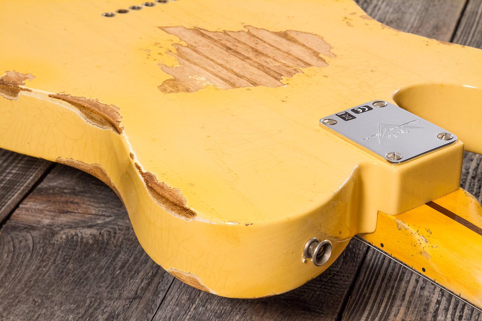 Fender Custom Shop Tele 1952 2s Ht Mn #r131281 - Heavy Relic Aged Nocaster Blonde - Guitarra eléctrica con forma de tel - Variation 8