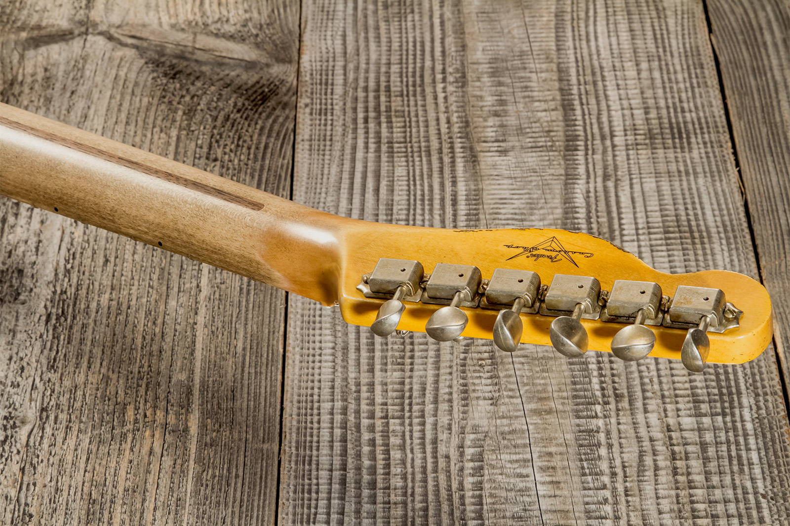 Fender Custom Shop Tele 1952 2s Ht Mn #r131382 - Heavy Relic Aged Nocaster Blonde - Guitarra eléctrica con forma de tel - Variation 9