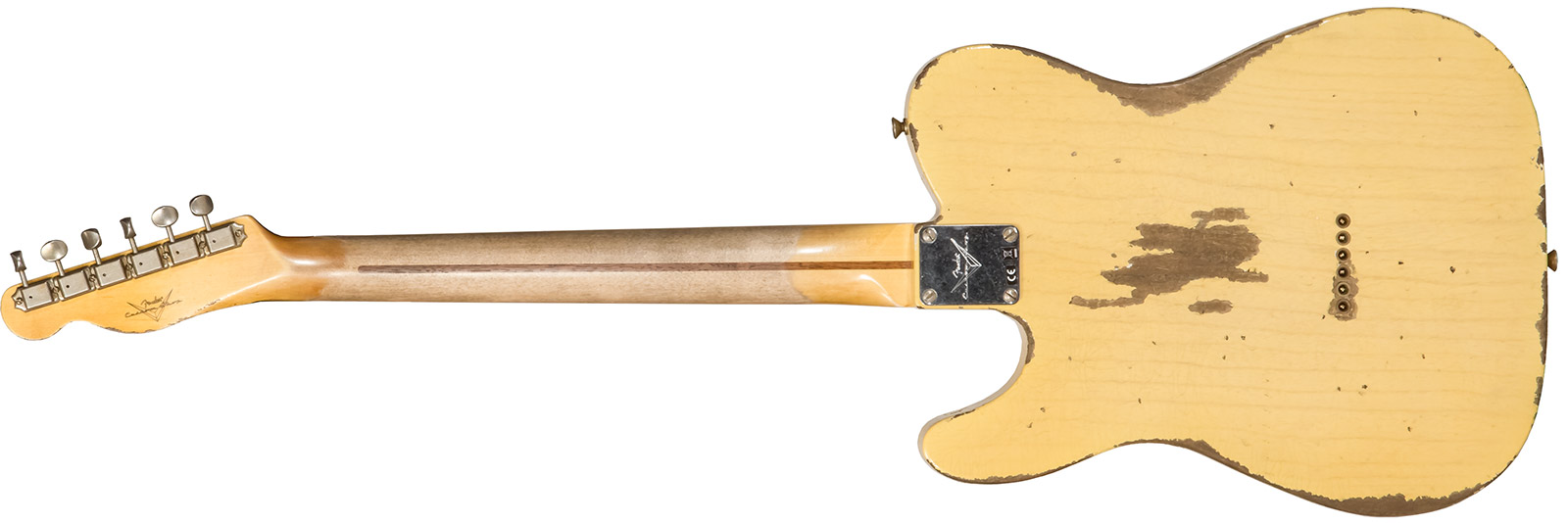 Fender Custom Shop Tele 1952 2s Ht Mn #r131382 - Heavy Relic Aged Nocaster Blonde - Guitarra eléctrica con forma de tel - Variation 1