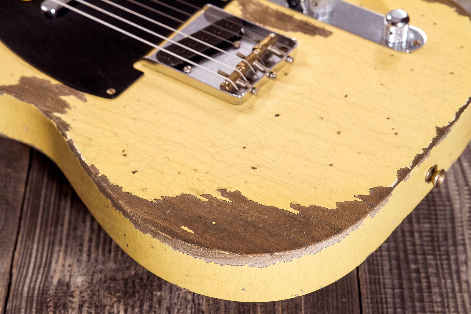 Fender Custom Shop Tele 1952 2s Ht Mn #r131382 - Heavy Relic Aged Nocaster Blonde - Guitarra eléctrica con forma de tel - Variation 4