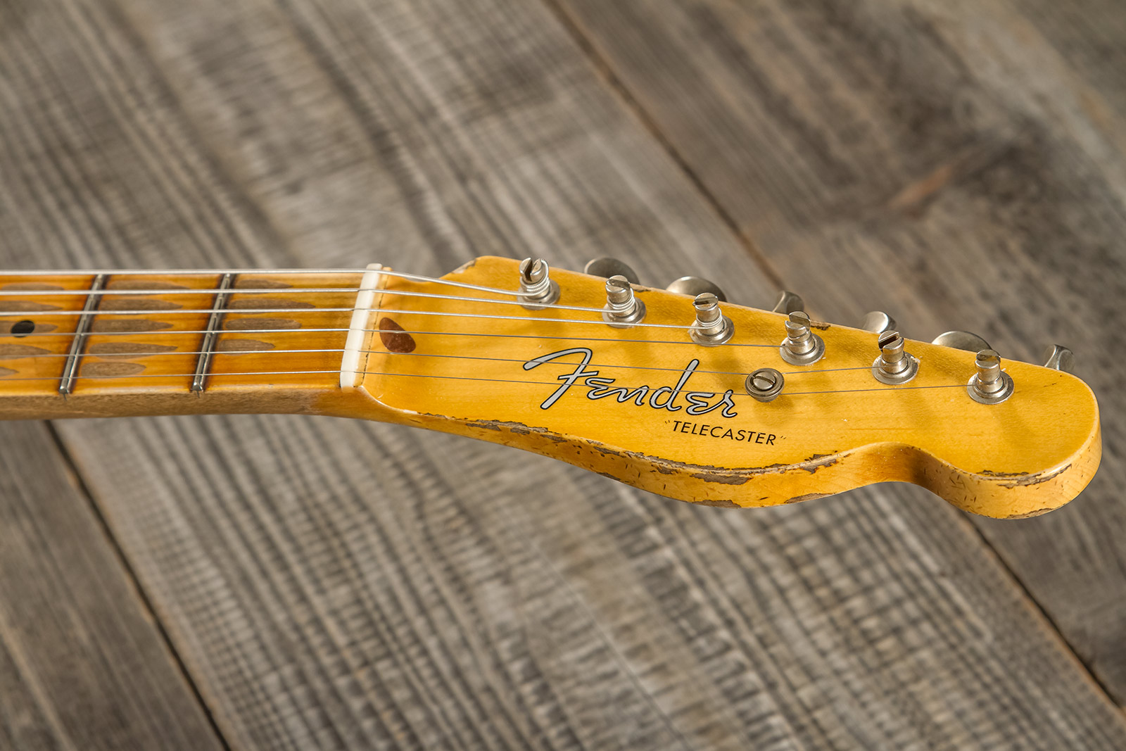Fender Custom Shop Tele 1952 2s Ht Mn #r131382 - Heavy Relic Aged Nocaster Blonde - Guitarra eléctrica con forma de tel - Variation 8