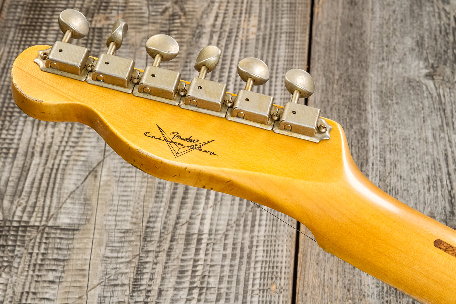 Fender Custom Shop Tele 1952 2s Ht Mn #r135090 - Relic Aged Butterscotch Blonde - Guitarra eléctrica con forma de tel - Variation 9