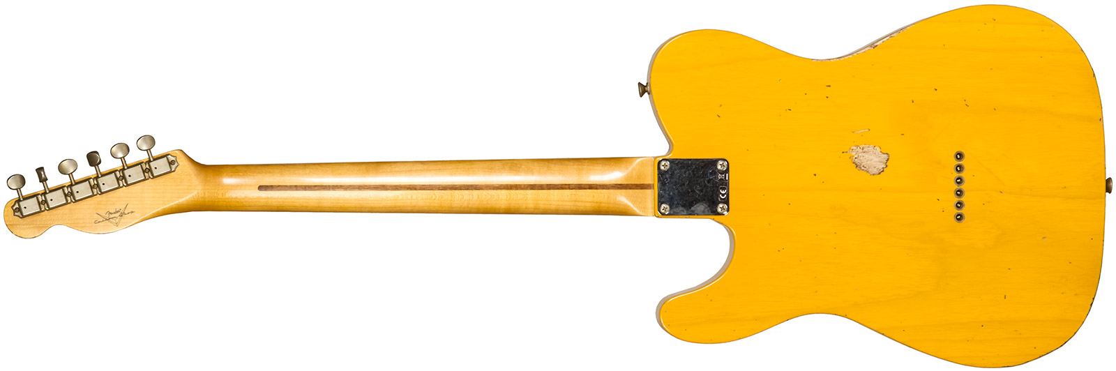 Fender Custom Shop Tele 1952 2s Ht Mn #r135090 - Relic Aged Butterscotch Blonde - Guitarra eléctrica con forma de tel - Variation 1