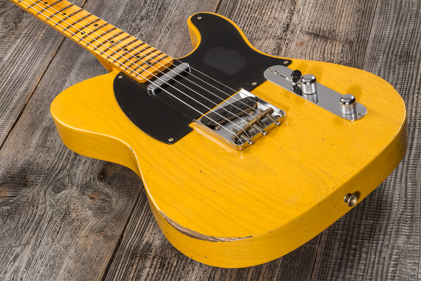 Fender Custom Shop Tele 1952 2s Ht Mn #r135090 - Relic Aged Butterscotch Blonde - Guitarra eléctrica con forma de tel - Variation 2