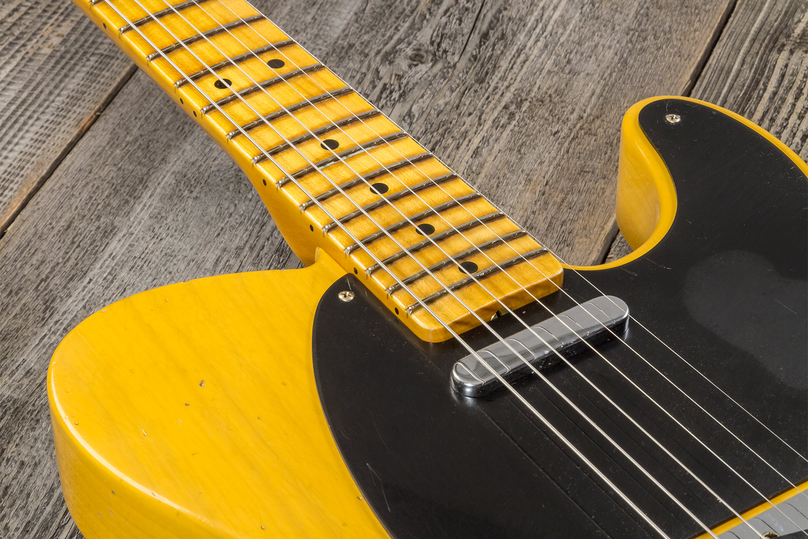 Fender Custom Shop Tele 1952 2s Ht Mn #r135090 - Relic Aged Butterscotch Blonde - Guitarra eléctrica con forma de tel - Variation 5