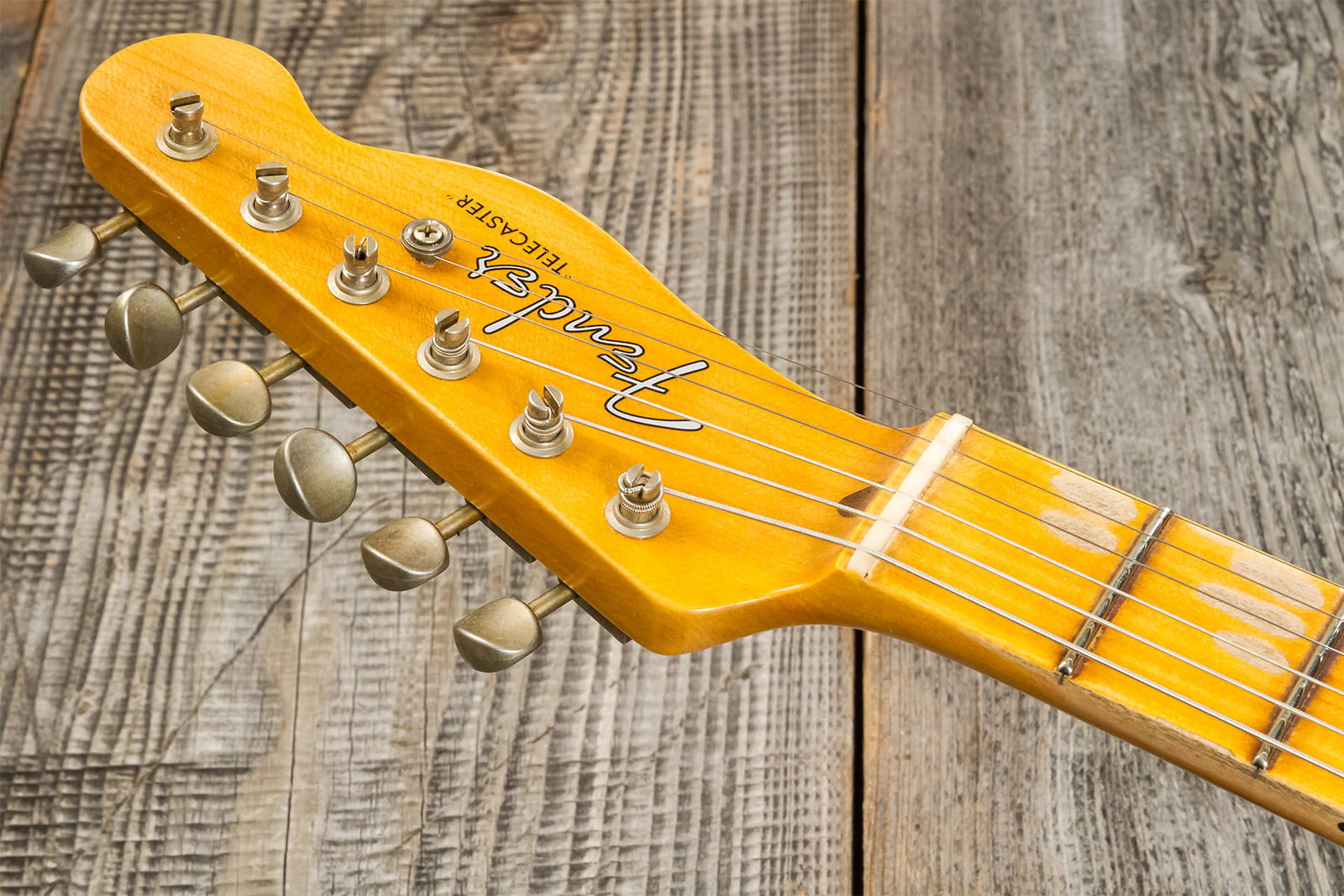 Fender Custom Shop Tele 1952 2s Ht Mn #r135090 - Relic Aged Butterscotch Blonde - Guitarra eléctrica con forma de tel - Variation 8