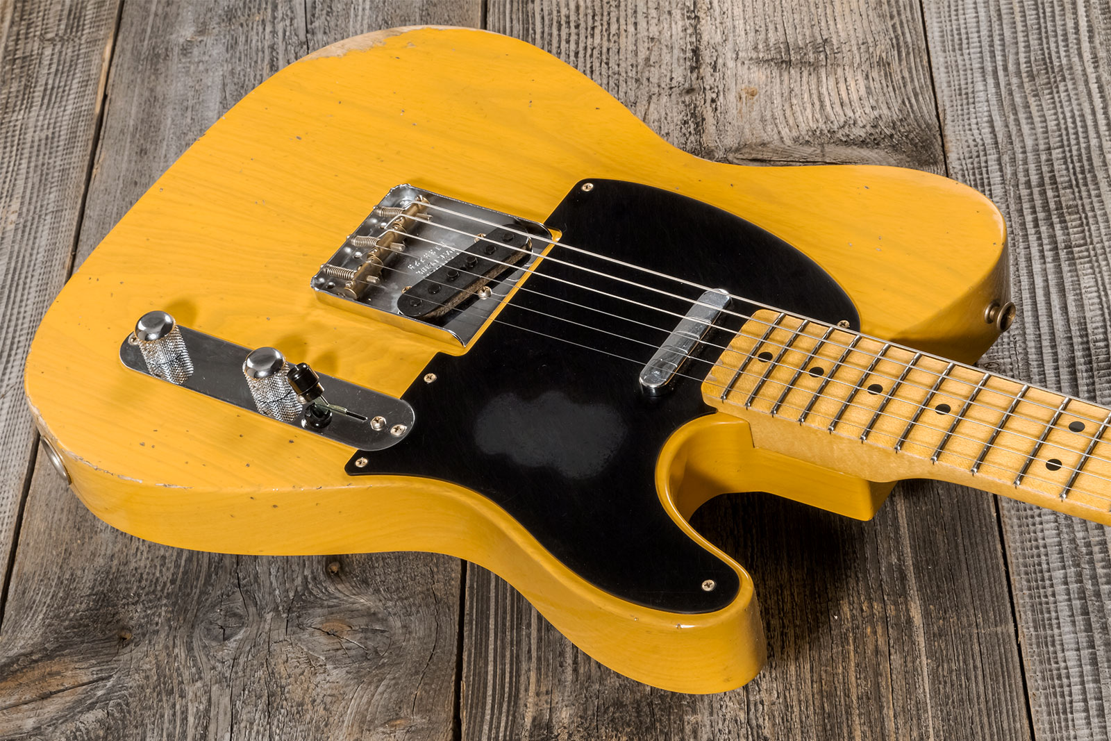 Fender Custom Shop Tele 1952 2s Ht Mn #r135225 - Relic Aged Buttercotch Blonde - Guitarra eléctrica con forma de tel - Variation 2