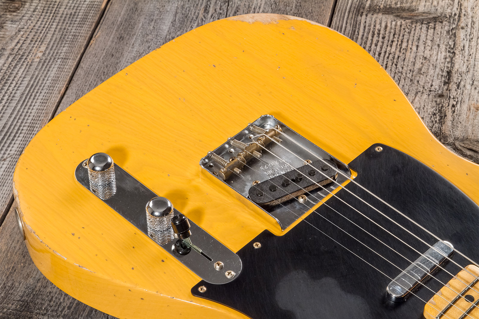 Fender Custom Shop Tele 1952 2s Ht Mn #r135225 - Relic Aged Buttercotch Blonde - Guitarra eléctrica con forma de tel - Variation 3