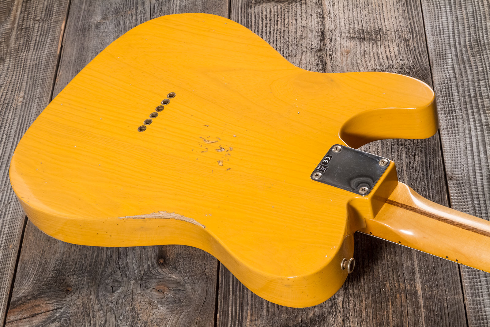 Fender Custom Shop Tele 1952 2s Ht Mn #r135225 - Relic Aged Buttercotch Blonde - Guitarra eléctrica con forma de tel - Variation 6