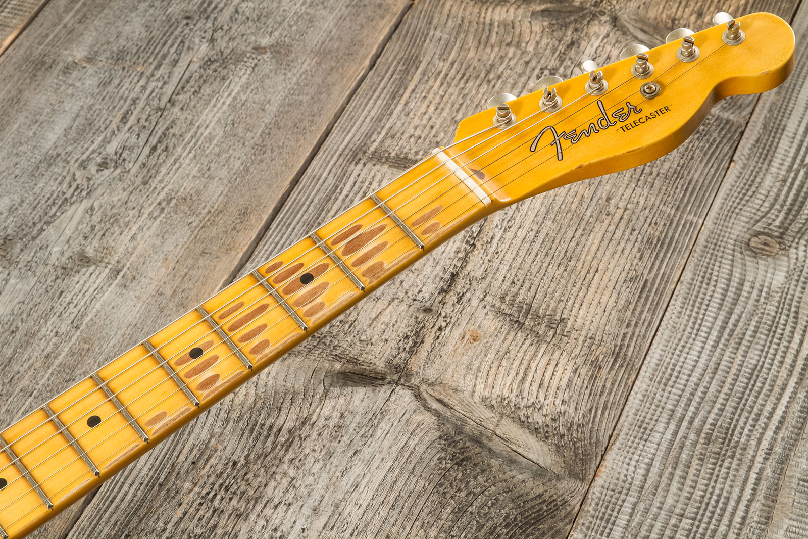 Fender Custom Shop Tele 1952 2s Ht Mn #r135225 - Relic Aged Buttercotch Blonde - Guitarra eléctrica con forma de tel - Variation 8