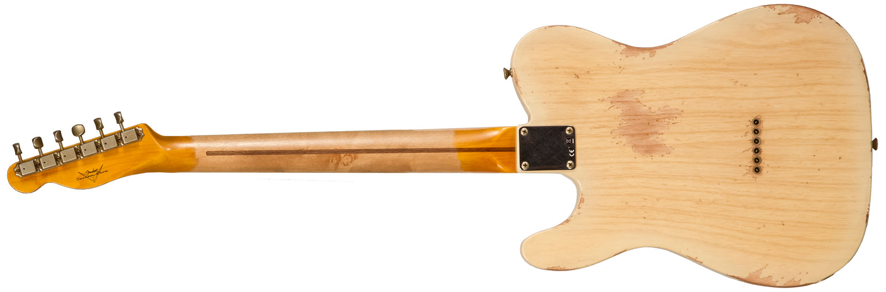 Fender Custom Shop Tele 1952 2s Ht Mn #r136384 - Heavy Relic Natural Blonde - Guitarra eléctrica con forma de tel - Variation 1