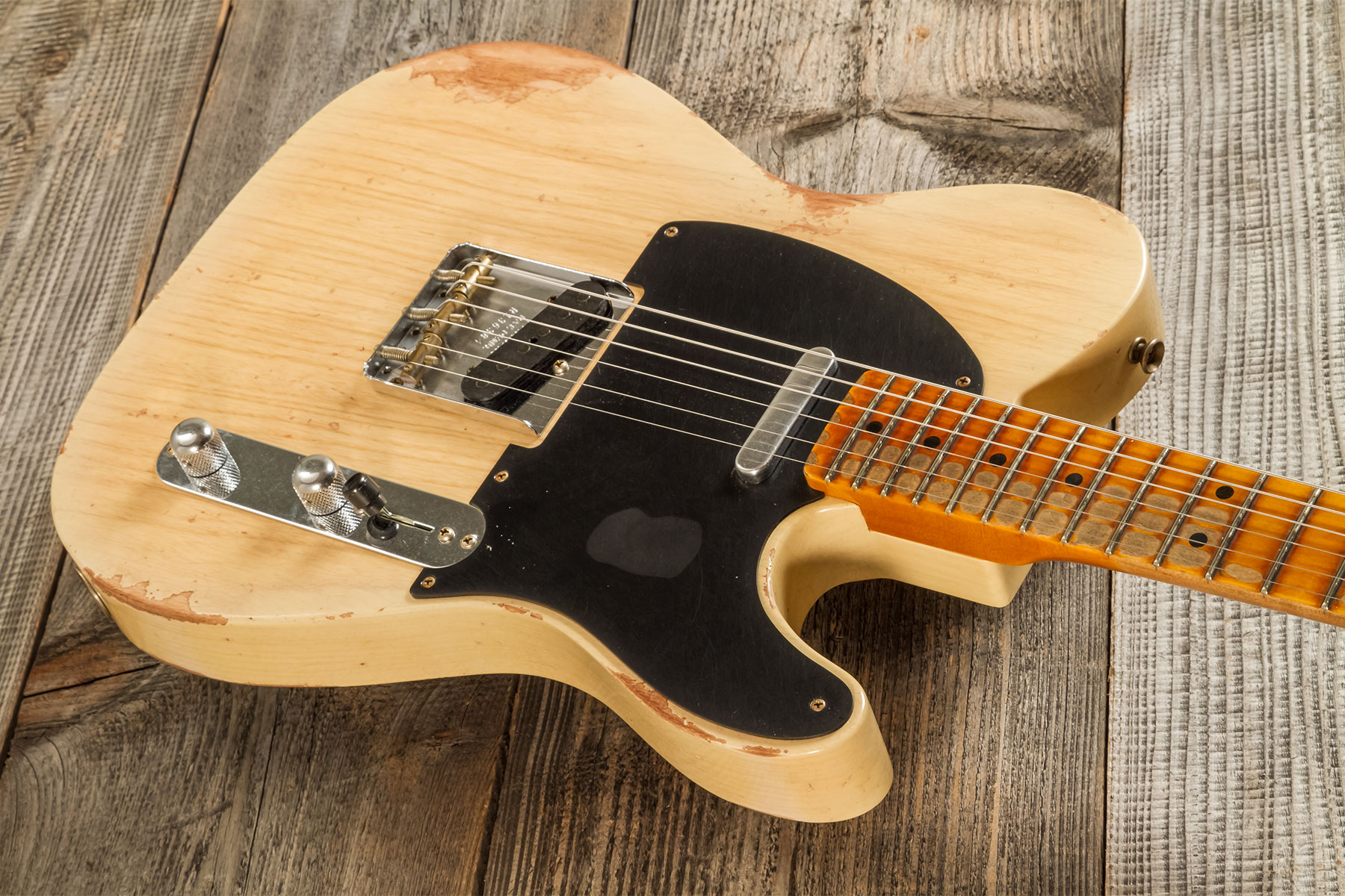 Fender Custom Shop Tele 1952 2s Ht Mn #r136384 - Heavy Relic Natural Blonde - Guitarra eléctrica con forma de tel - Variation 2