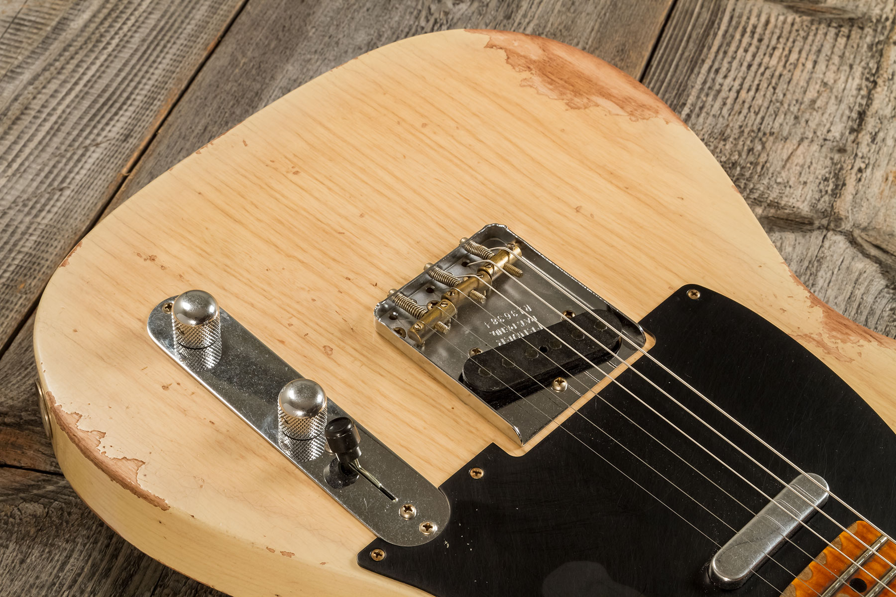 Fender Custom Shop Tele 1952 2s Ht Mn #r136384 - Heavy Relic Natural Blonde - Guitarra eléctrica con forma de tel - Variation 3