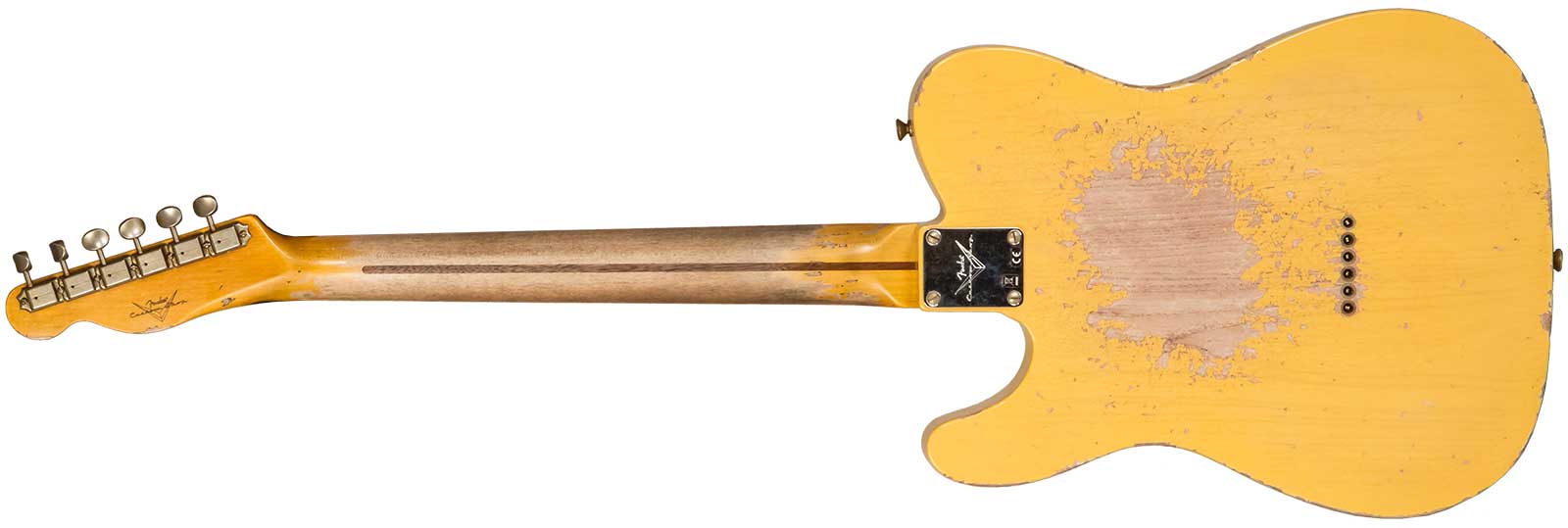 Fender Custom Shop Tele 1952 2s Ht Mn #r136636 - Super Heavy Relic Aged Nocaster Blonde - Guitarra eléctrica con forma de tel - Variation 1