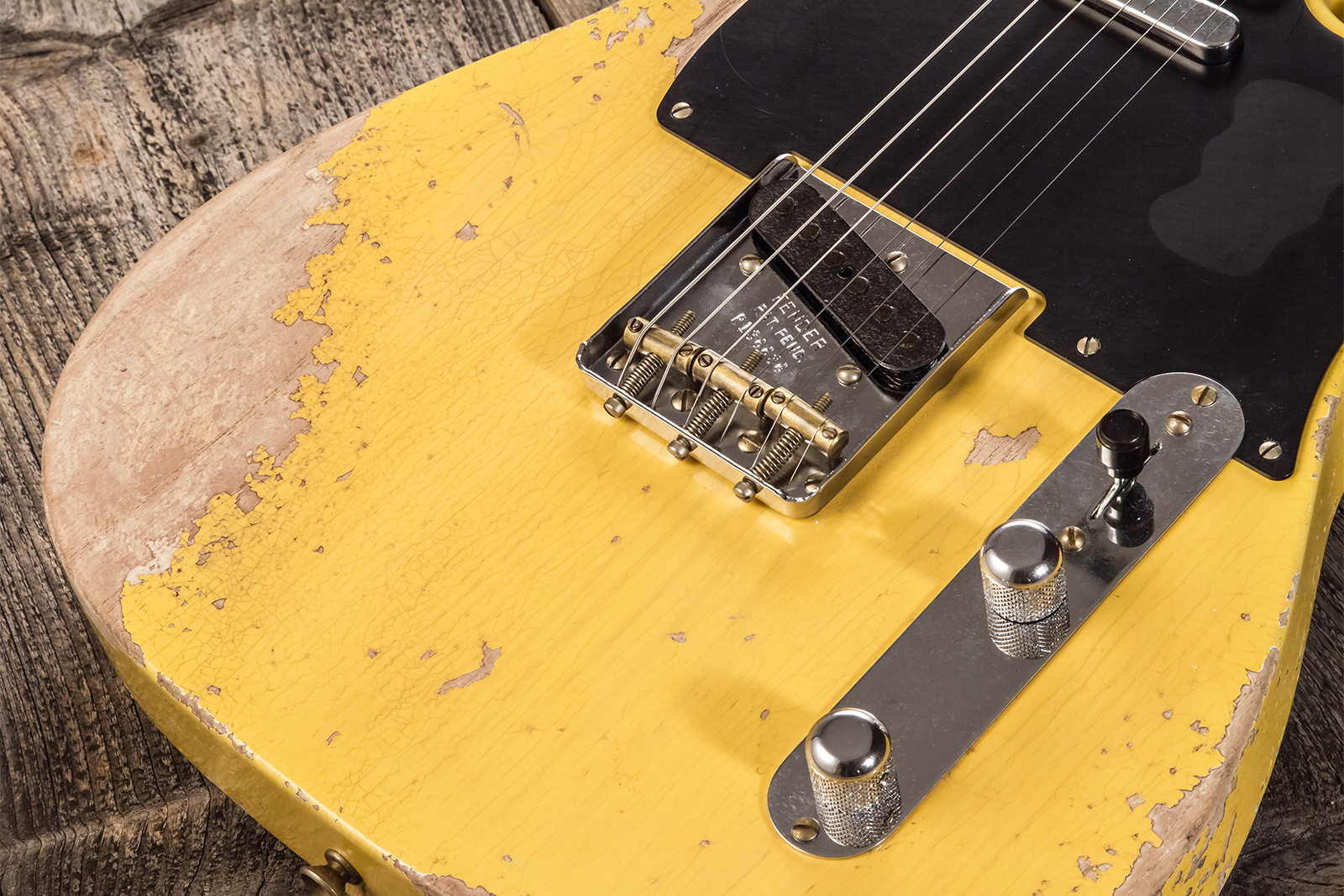 Fender Custom Shop Tele 1952 2s Ht Mn #r136636 - Super Heavy Relic Aged Nocaster Blonde - Guitarra eléctrica con forma de tel - Variation 3