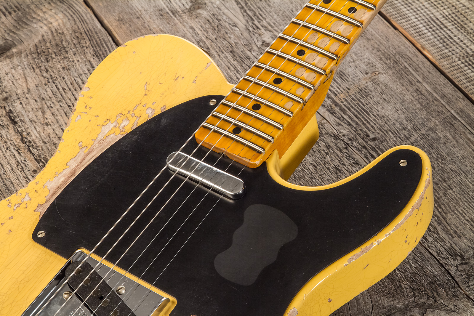 Fender Custom Shop Tele 1952 2s Ht Mn #r136636 - Super Heavy Relic Aged Nocaster Blonde - Guitarra eléctrica con forma de tel - Variation 4