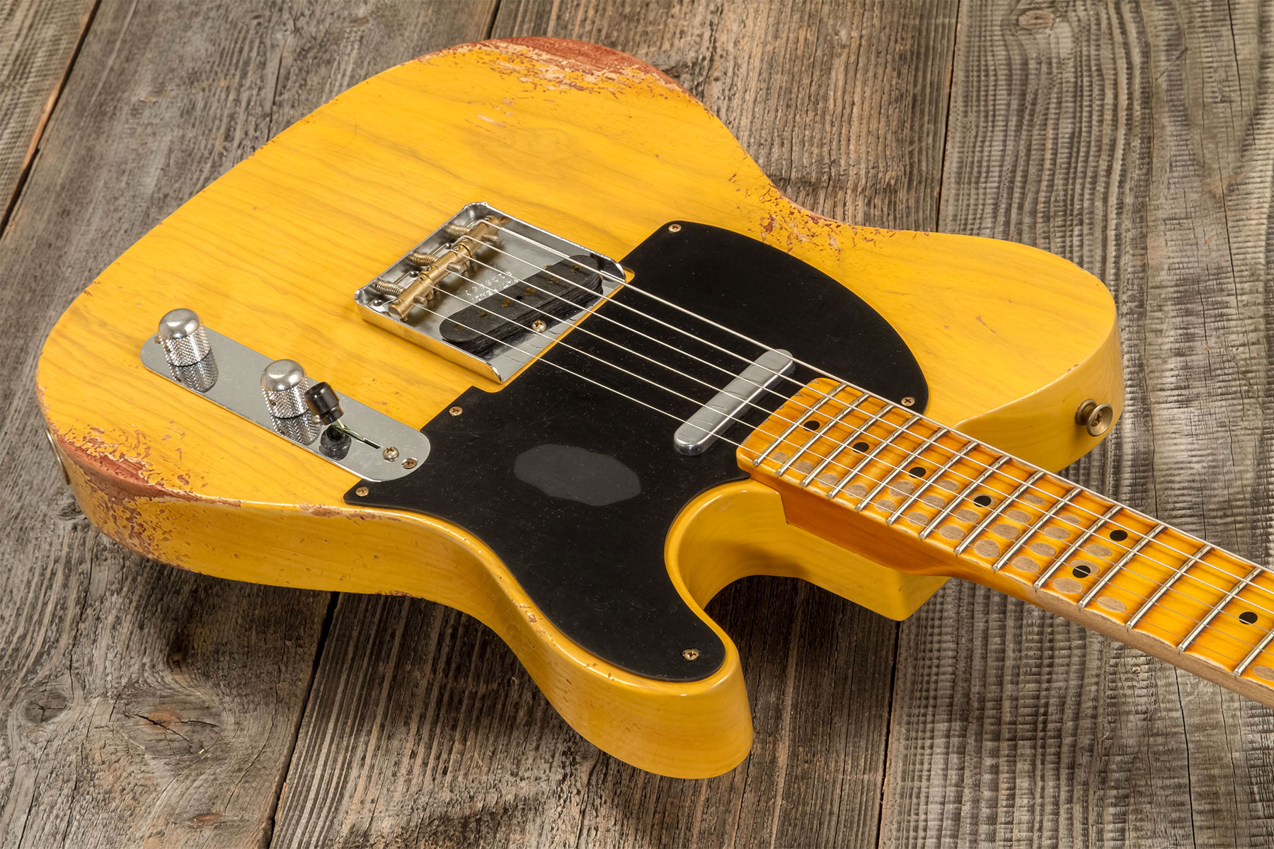 Fender Custom Shop Tele 1952 2s Ht Mn #r138660 - Heavy Relic Butterscotch Blonde - Guitarra eléctrica con forma de tel - Variation 2