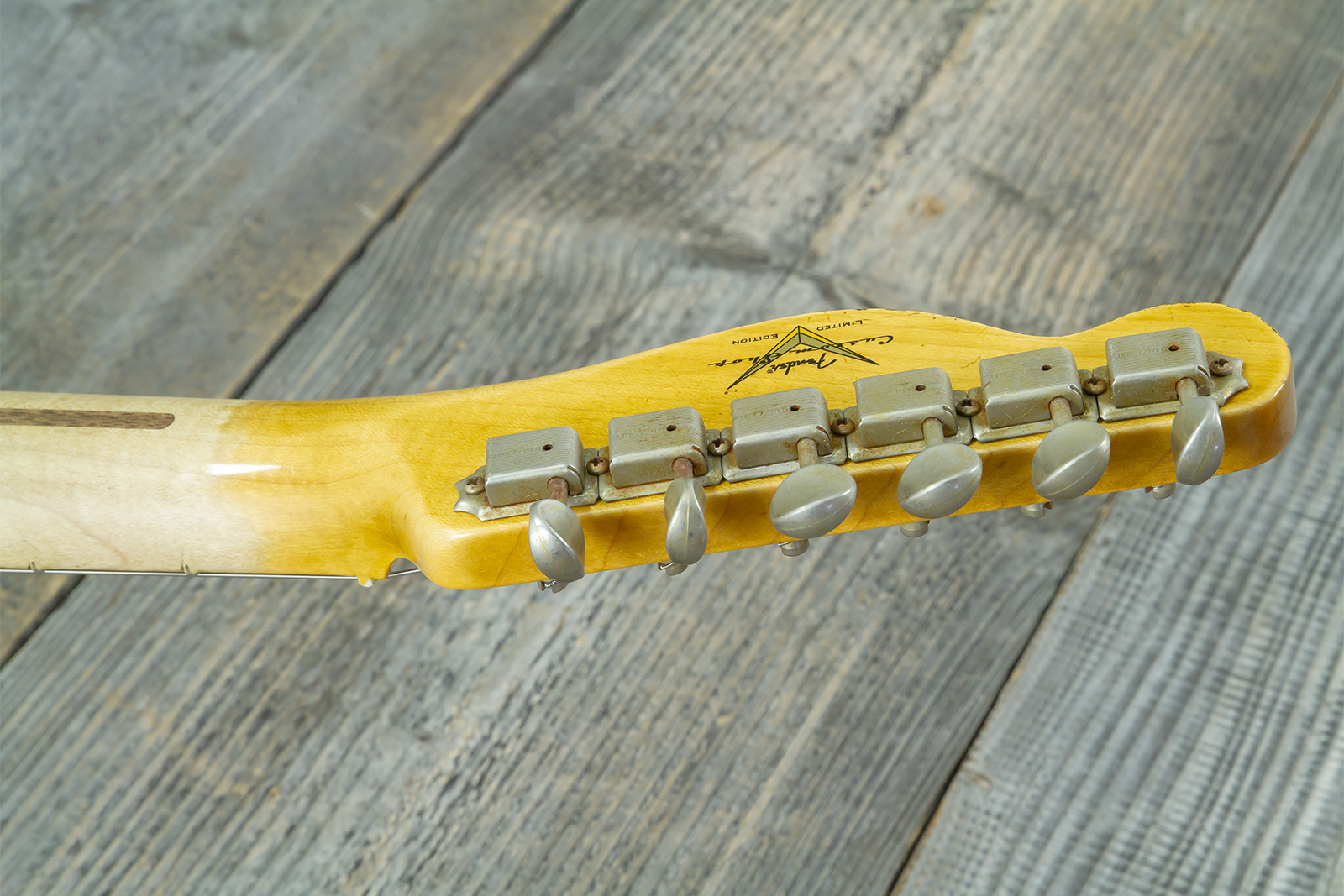 Fender Custom Shop Tele 1953 2s Ht Mn #r126760 - Heavy Relic Nocaster Blonde - Guitarra eléctrica con forma de tel - Variation 13